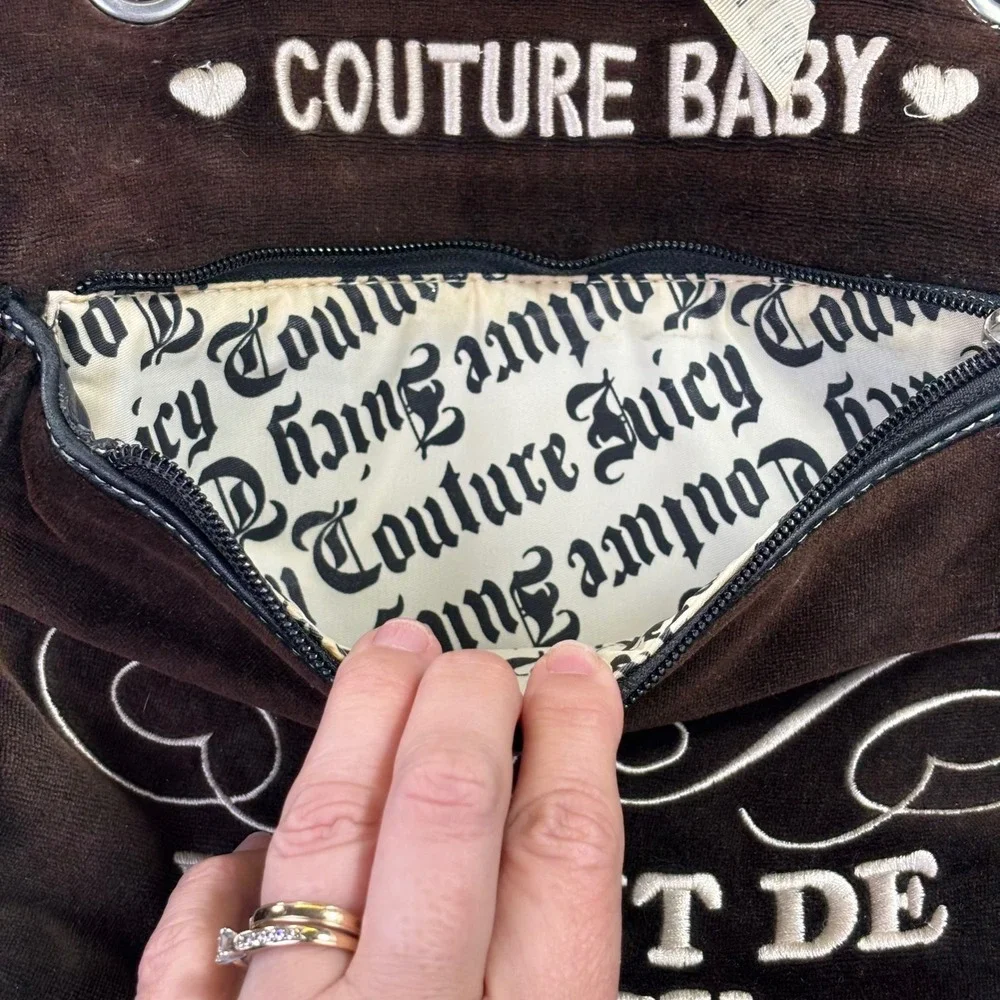Vintage Juicy Couture Enfant Brown Velour Diaper Bag Enfant De Juicy Y2K Tote